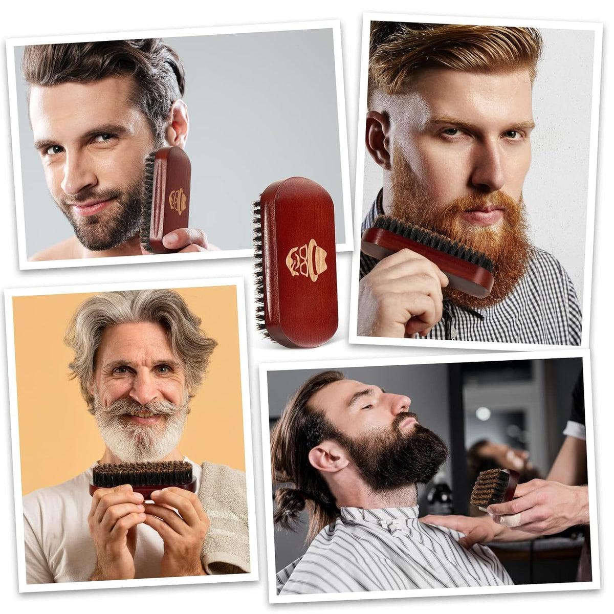 Sosoon beard brush set packaging with product details