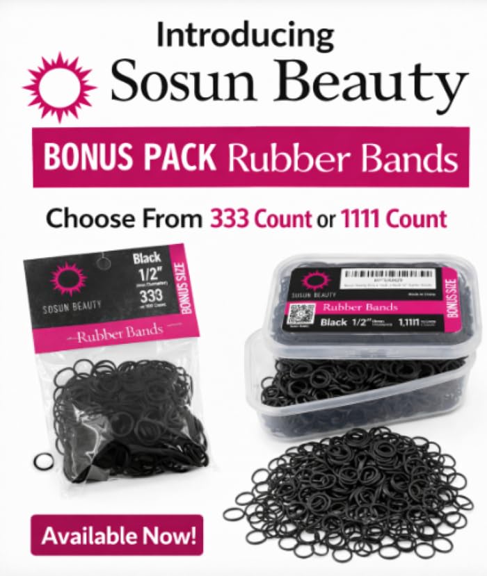 Sosun Beauty black rubber hair bands from top view
