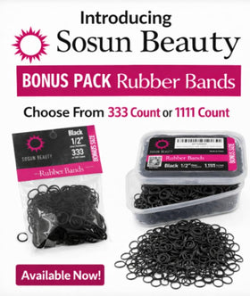 Sosun Beauty black rubber hair bands from top view