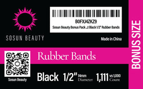 Sosun Beauty rubber bands with hair styled in a ponytail