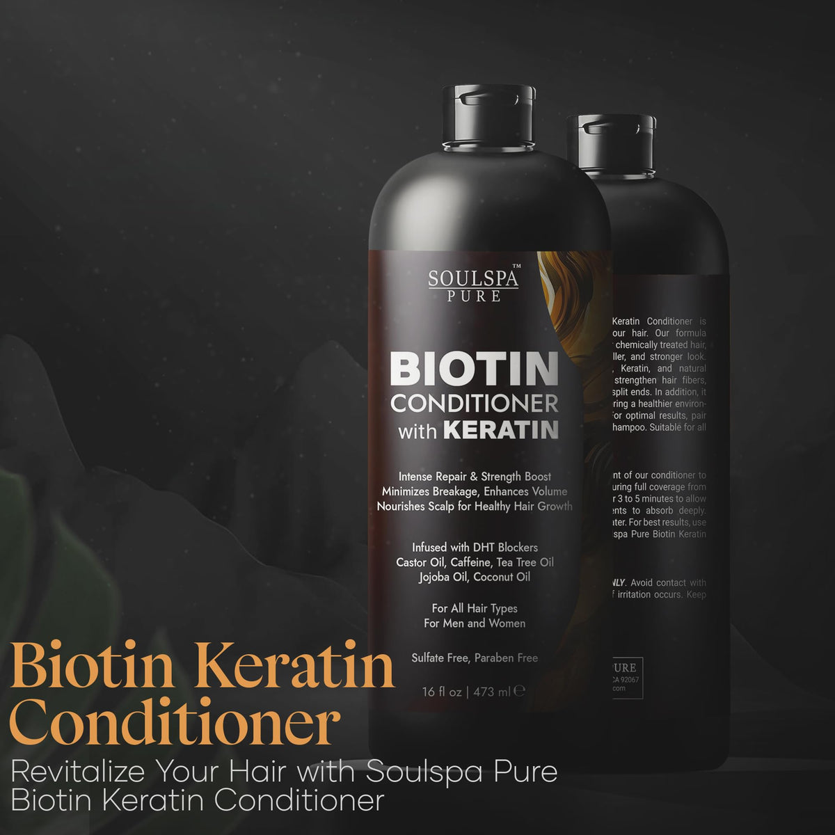 SOULSPA PURE Biotin Conditioner 16 fl oz with keratin ingredient detail