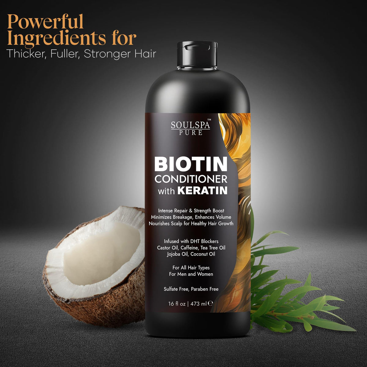 SOULSPA PURE Biotin Conditioner 16 fl oz with textured hair