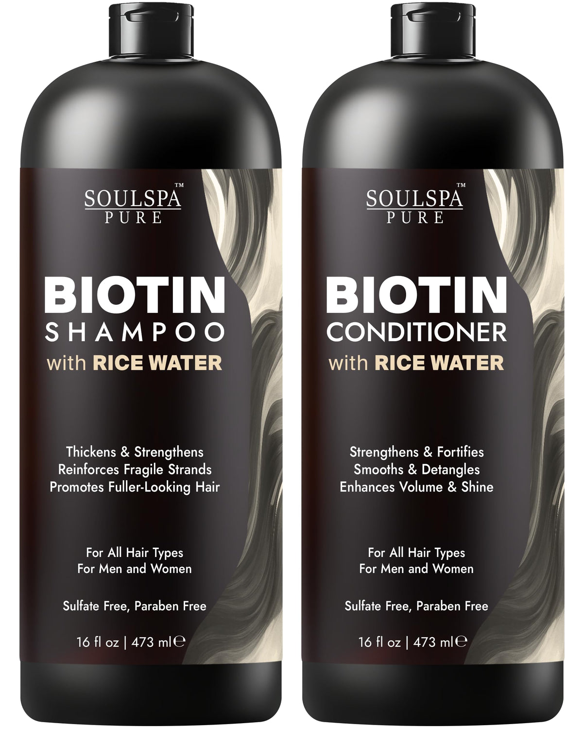 SOULSPA PURE Biotin Rice Water Shampoo front view 16 fl oz