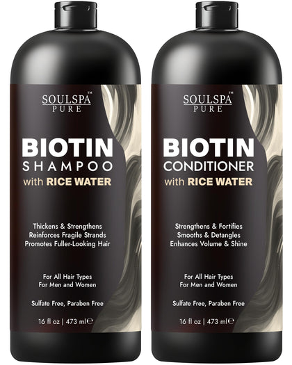 SOULSPA PURE Biotin Rice Water Shampoo front view 16 fl oz