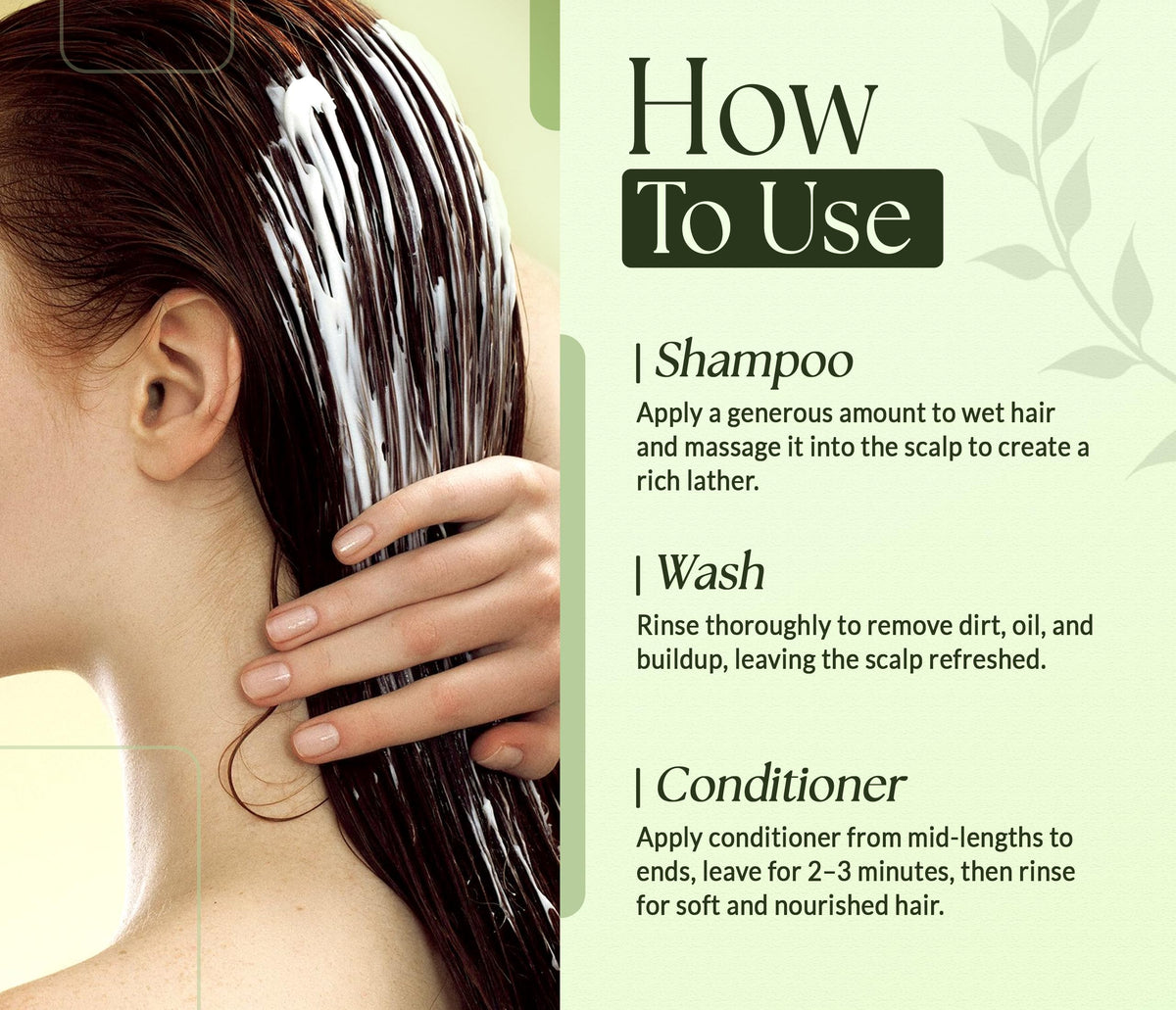 SOULSPA PURE Biotin Rosemary Shampoo application on hair