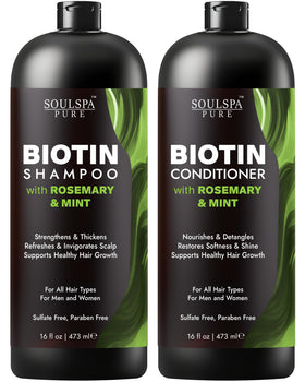 SOULSPA PURE Biotin Rosemary Shampoo front view 16 fl oz