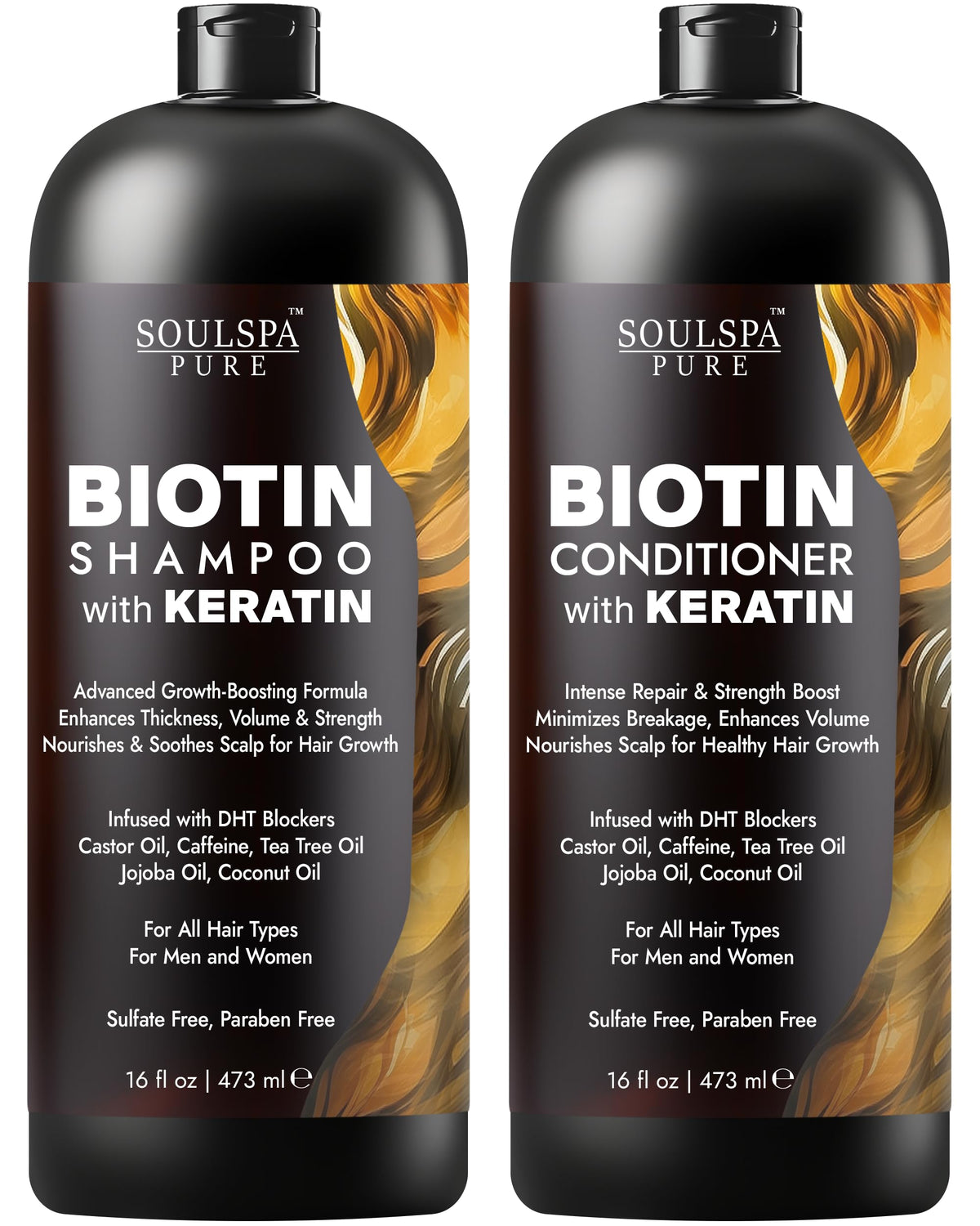 SOULSPA PURE Biotin Shampoo and Conditioner Set front view