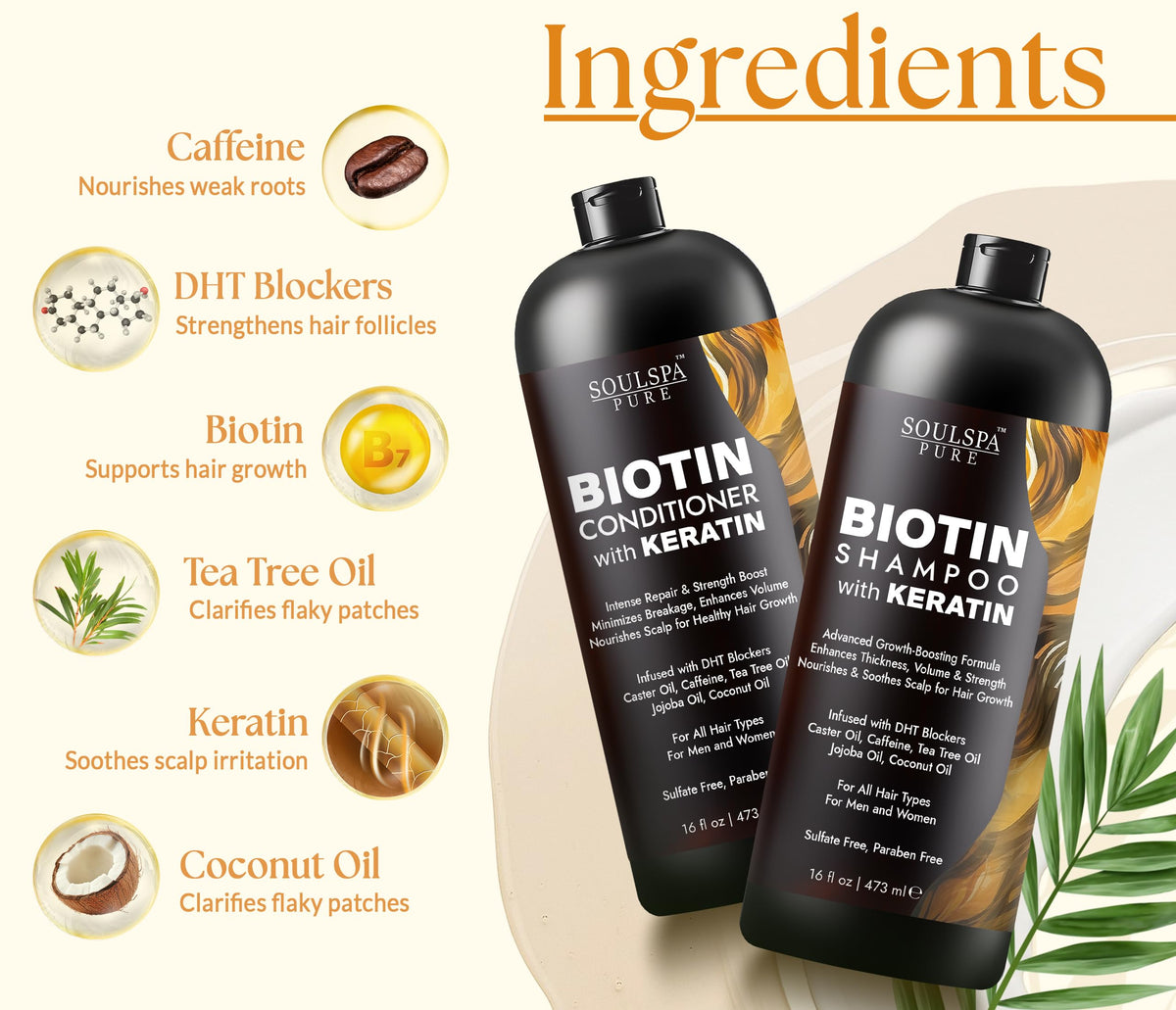 SOULSPA PURE Biotin Shampoo bottle with label