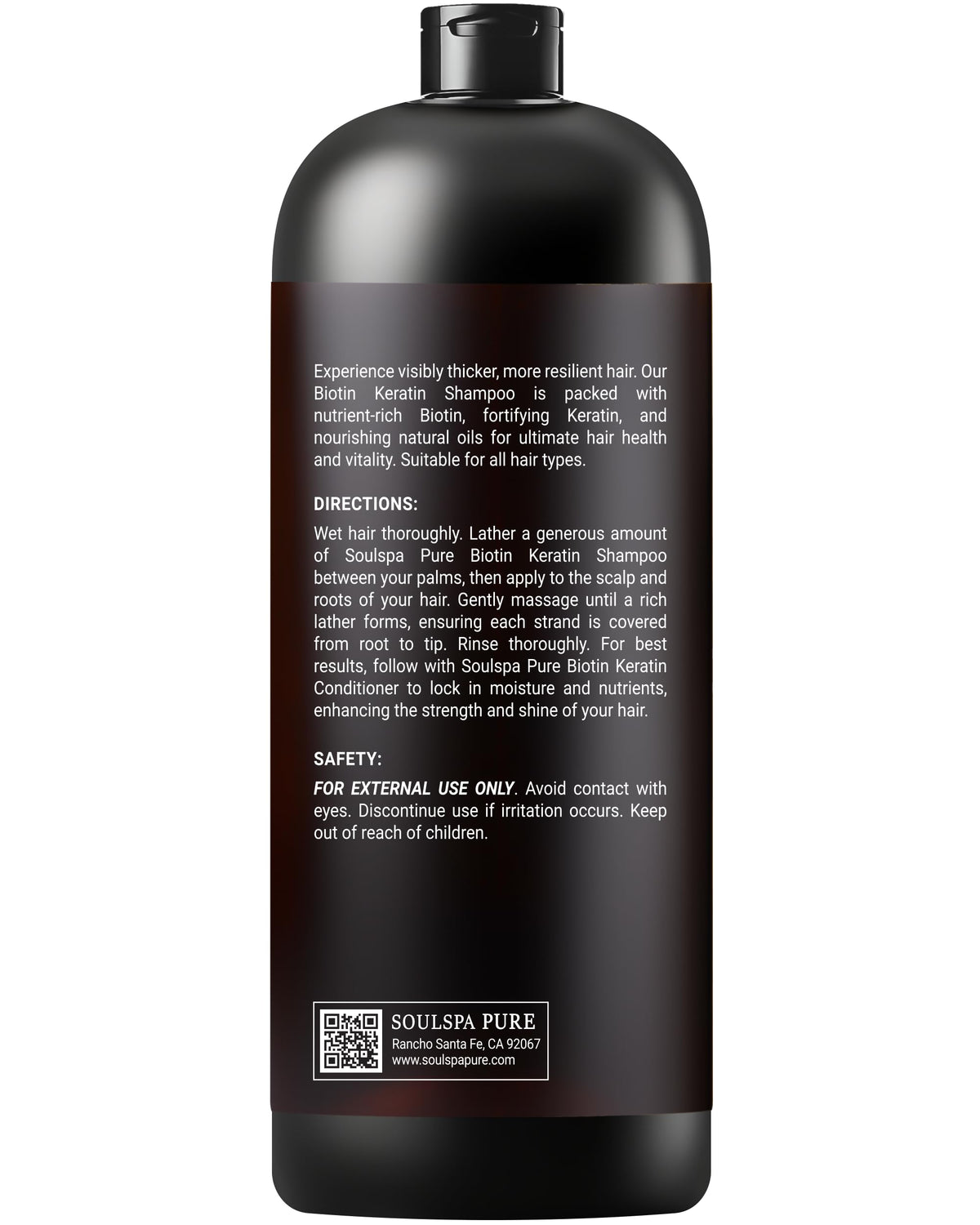 SOULSPA PURE Biotin Shampoo with keratin surrounded by natural extracts