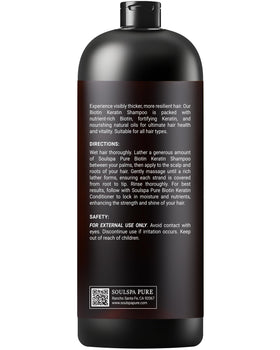 SOULSPA PURE Biotin Shampoo with keratin surrounded by natural extracts