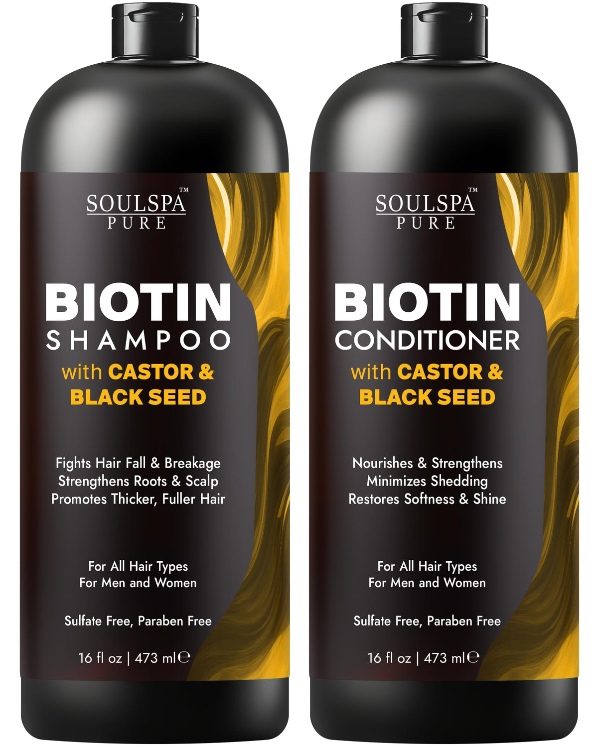SOULSPA PURE Castor Oil & Black Seed Shampoo front view 16 fl oz