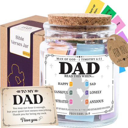 SOUTHLISA Bible verse jar for Dad with cork lid and colorful notes
