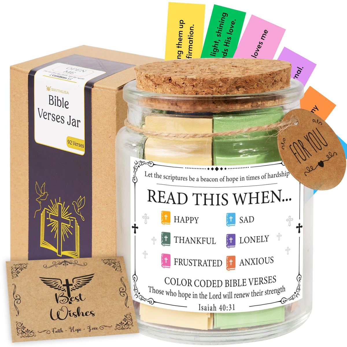 SOUTHLISA Bible Verse Jar with inspirational scriptures front view