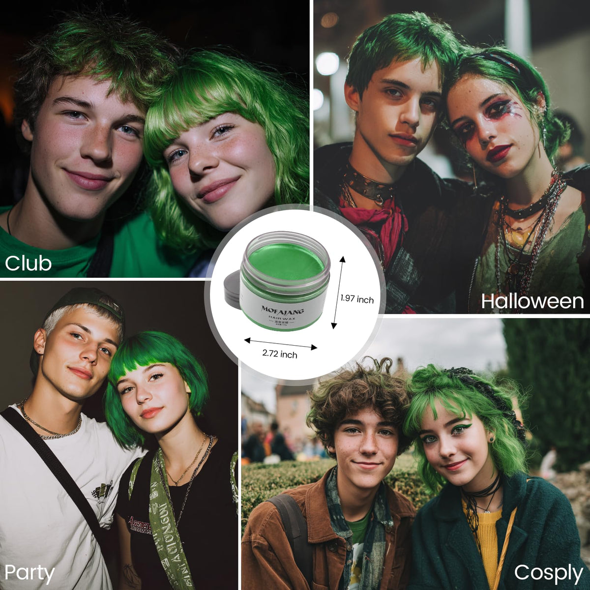 SOVONCARE Green Hair Color Wax 4.23 oz with hair styling tools