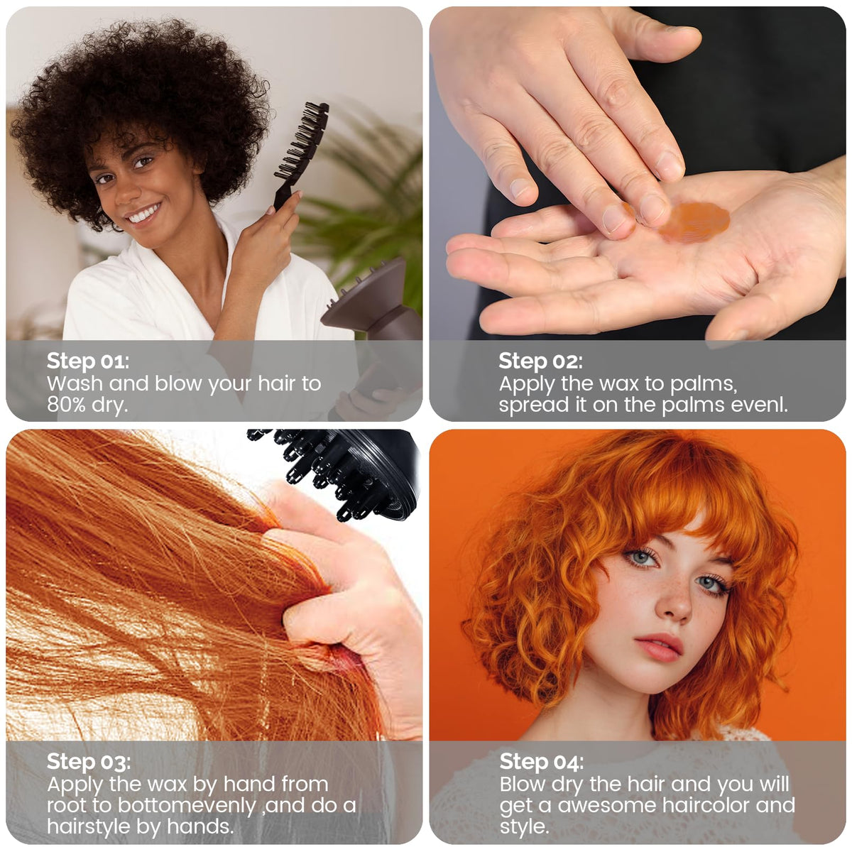 SOVONCARE Orange Hair Color Wax in use at a party