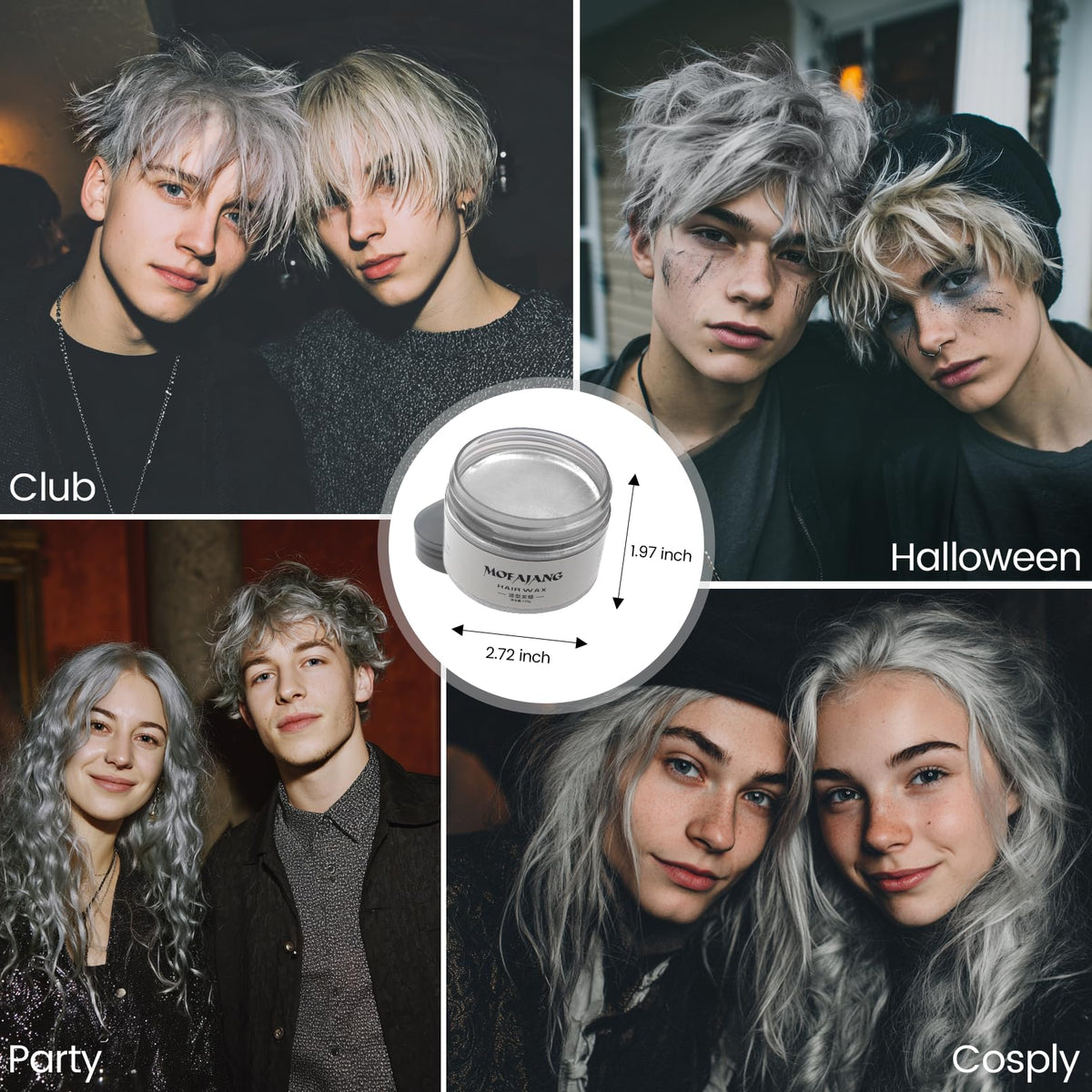 SOVONCARE Sliver Gray Hair Color Wax in use at a party
