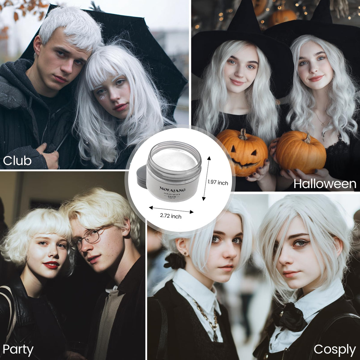 SOVONCARE White Hair Color Wax in use at a party
