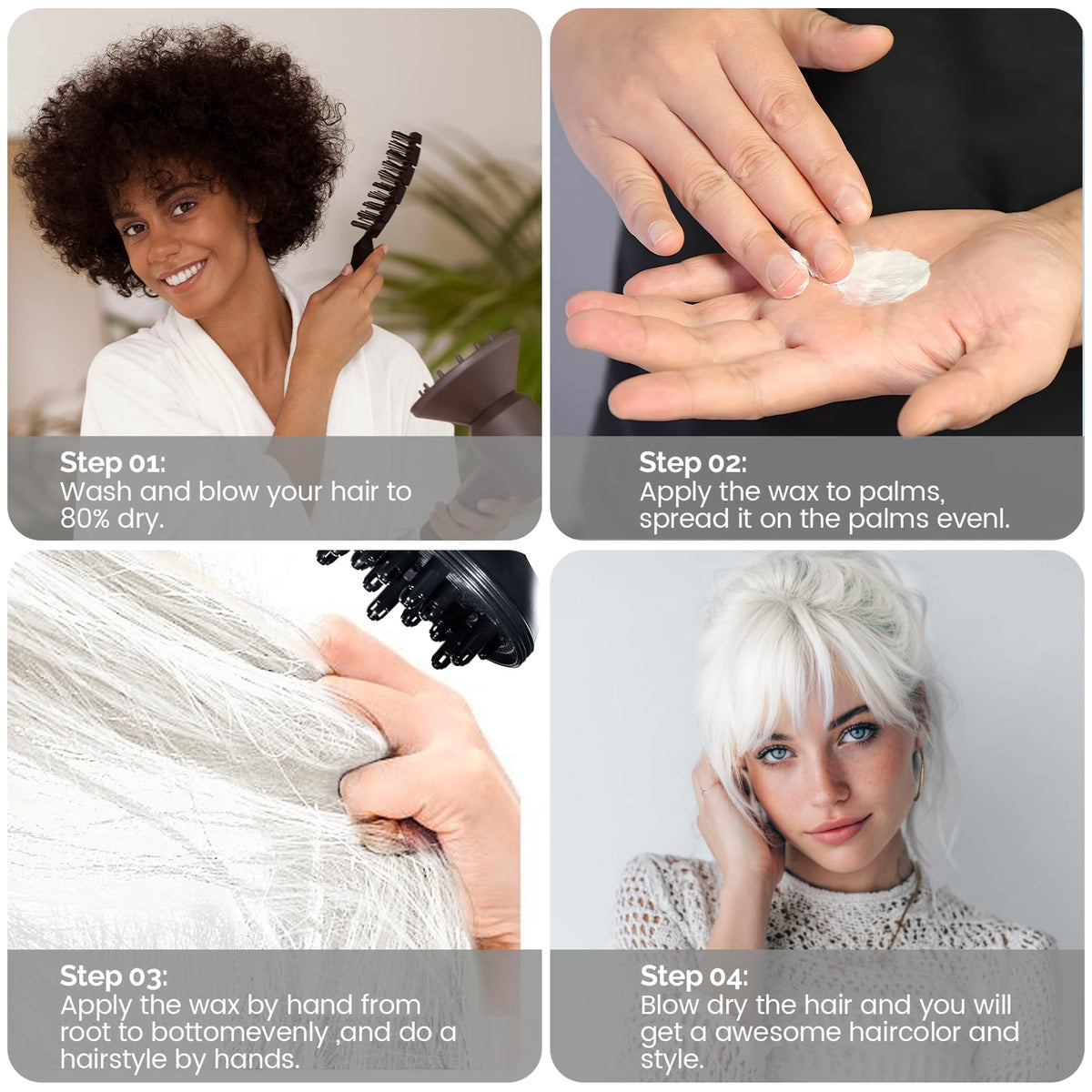SOVONCARE White Hair Color Wax on a hair model