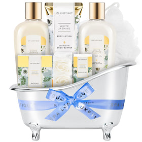 Spa Luxetique 8 Pcs Spa Gift Set with silver bathtub and products