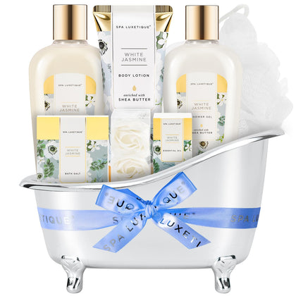 Spa Luxetique 8 Pcs Spa Gift Set with silver bathtub and products