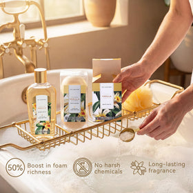 Spa Luxetique body scrub and lotion displayed together