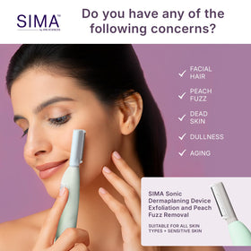 SPA SCIENCES SIMA Dermaplane Razor in use on a woman's face