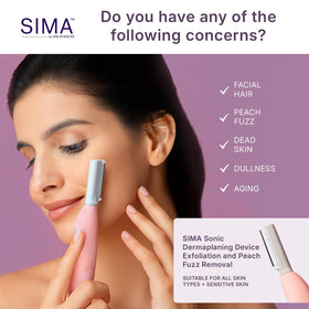 SPA SCIENCES SIMA Dermaplane Razor in use on a woman's face
