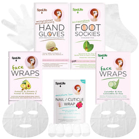 SpaLife 10 Piece Korean Face Mask Set with moisturizing gloves