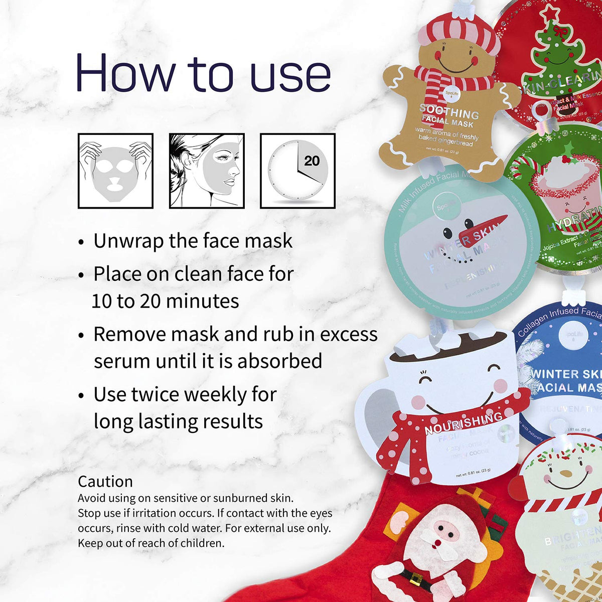 SpaLife Beauty Stocking Stuffers Face Mask Bundle displayed on a festive background