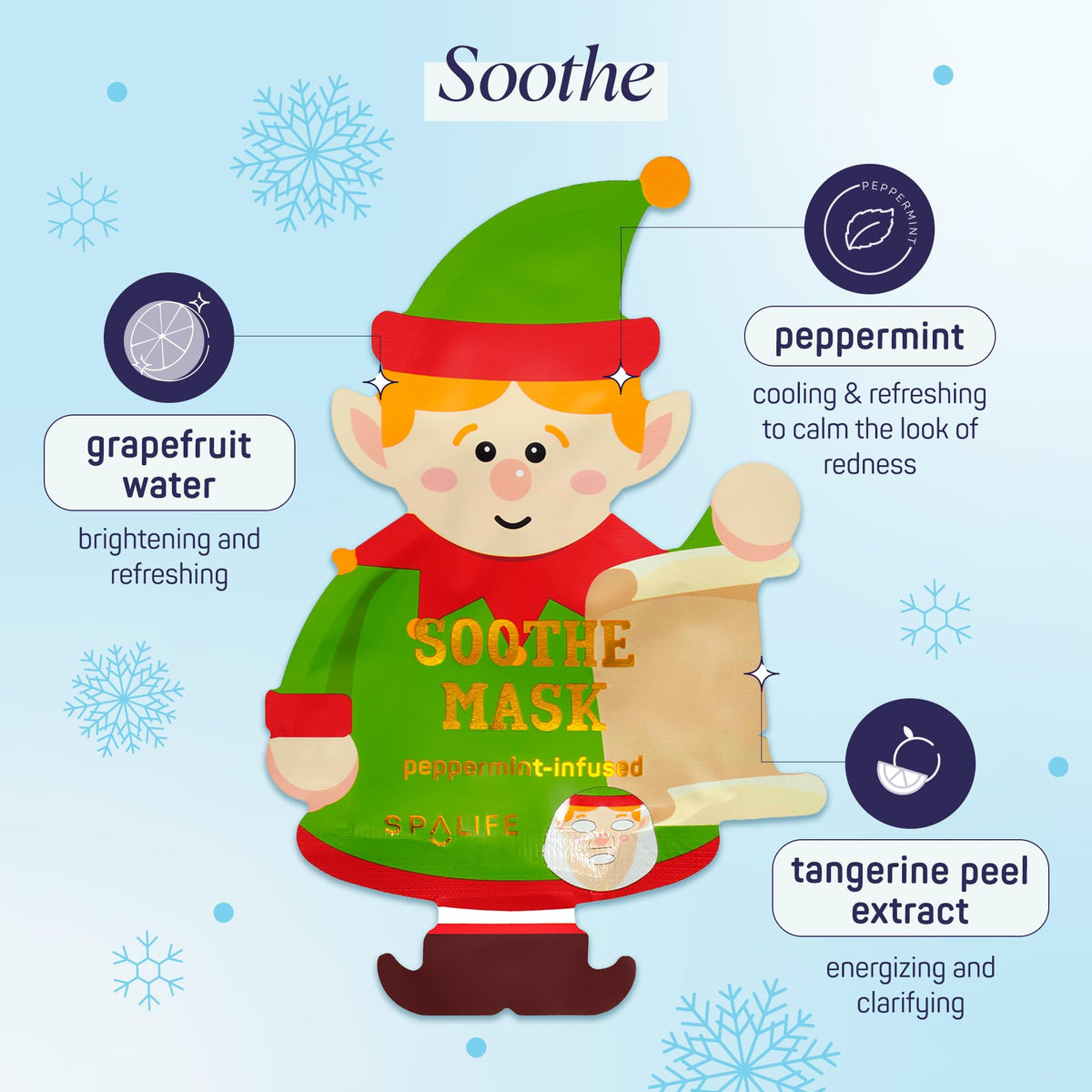 SpaLife Christmas Face Masks displayed on a festive table