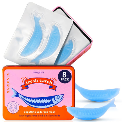 SpaLife Fresh Catch Hydrogel Under Eye Patches in reusable tin