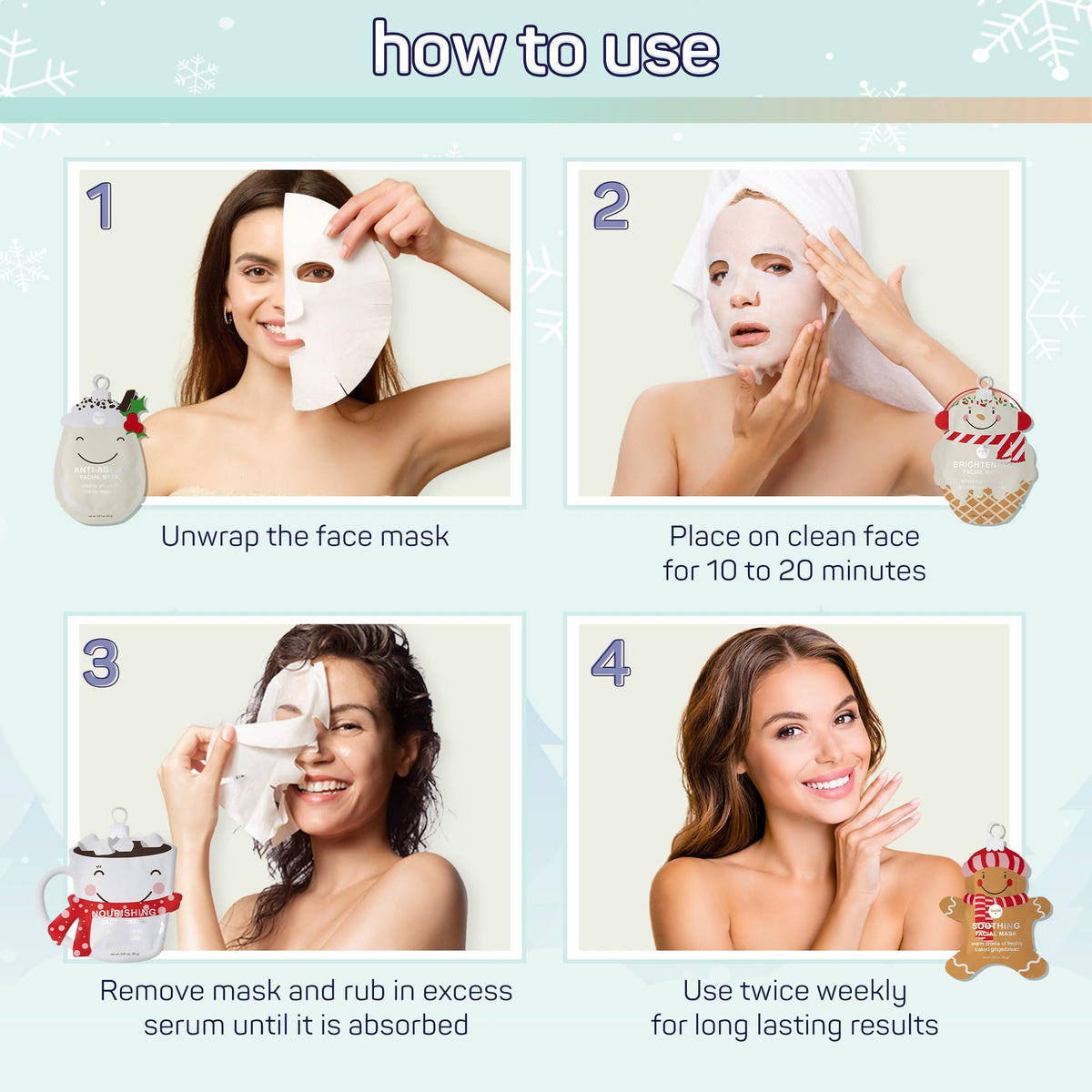 SpaLife Holiday Face Mask Bundle with holiday decorations