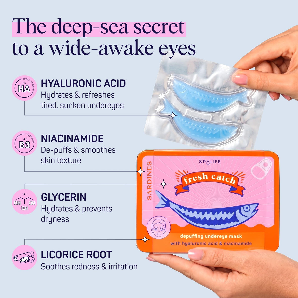 SpaLife Hydrogel Under Eye Patches applied on model