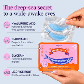 SpaLife Hydrogel Under Eye Patches applied on model