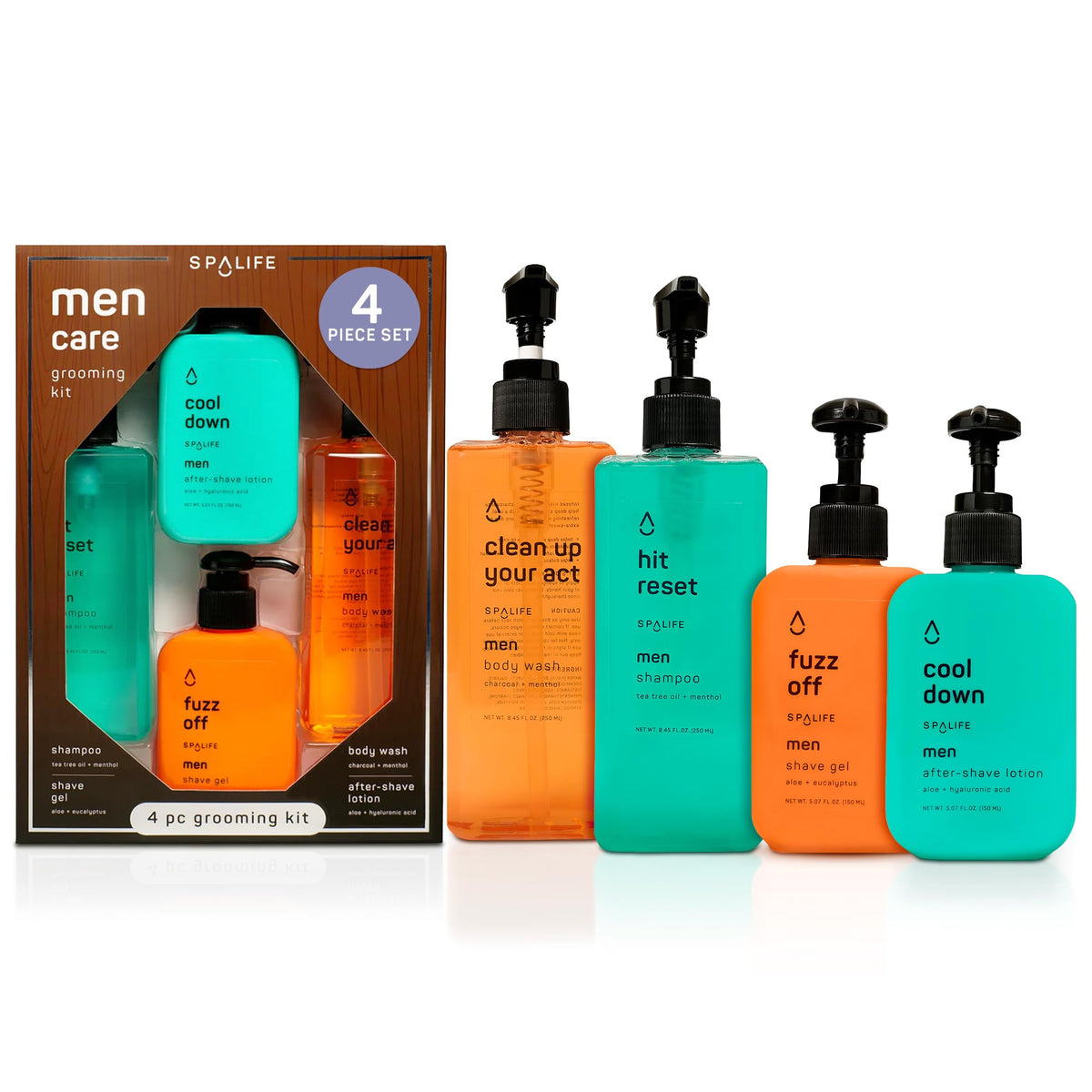 SpaLife Men's Body Wash Gift Set front view with all four products