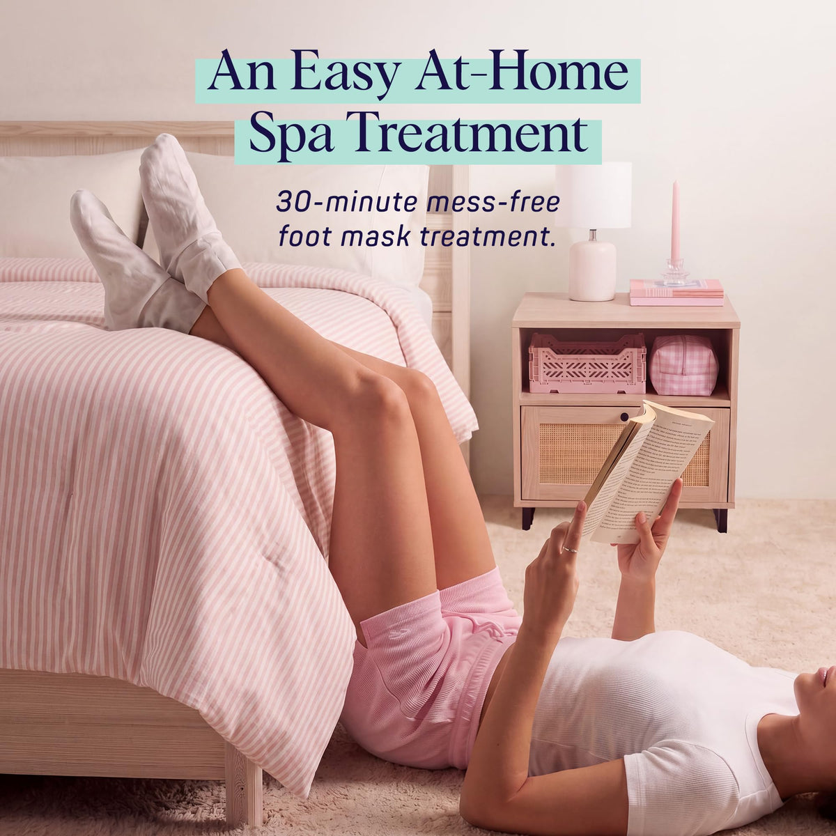 SpaLife Moisturizing Foot Sockies in a relaxing setting