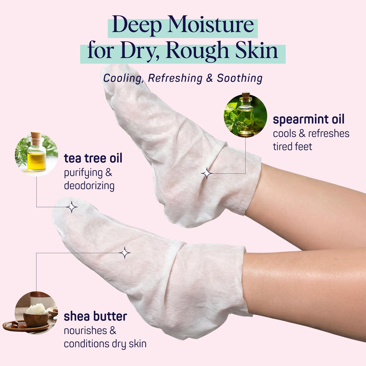 SpaLife Moisturizing Foot Sockies with ingredients displayed