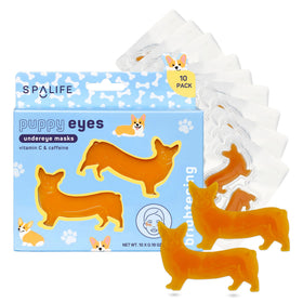 SpaLife Puppy Eyes Corgi Under Eye Patches front view with packaging