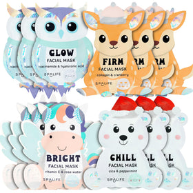 SpaLife Winter Wonder Animals Christmas Face Mask Bundle front view