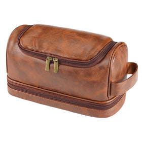 Sparklove Toiletry Bag for Men front view in black leather