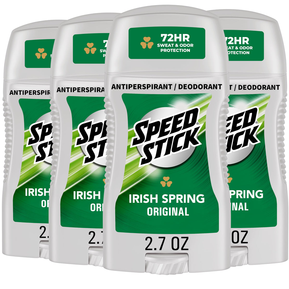 Speed Stick Antiperspirant Deodorant 4 pack with Irish Spring scent front view