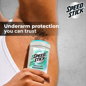 Speed Stick Men's Deodorant on a bathroom shelf