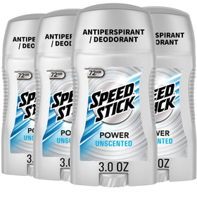 Speed Stick Power Antiperspirant Deodorant for Men, Unscented, 3.0 oz stick front view