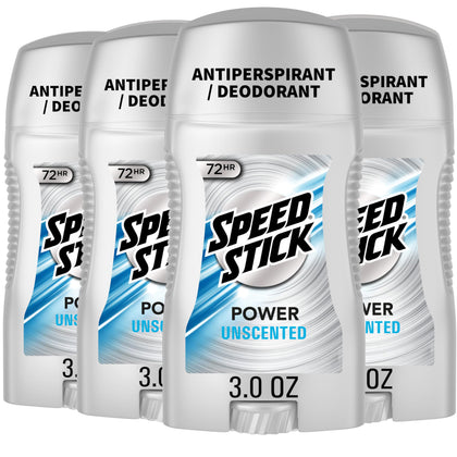 Speed Stick Power Antiperspirant Deodorant for Men, Unscented, 3.0 oz stick front view