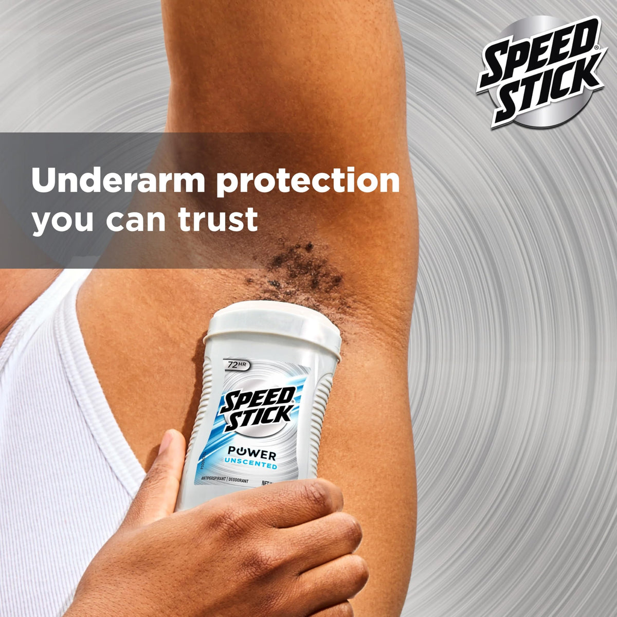 Speed Stick Power Antiperspirant Deodorant for Men, Unscented, 3.0 oz stick side view