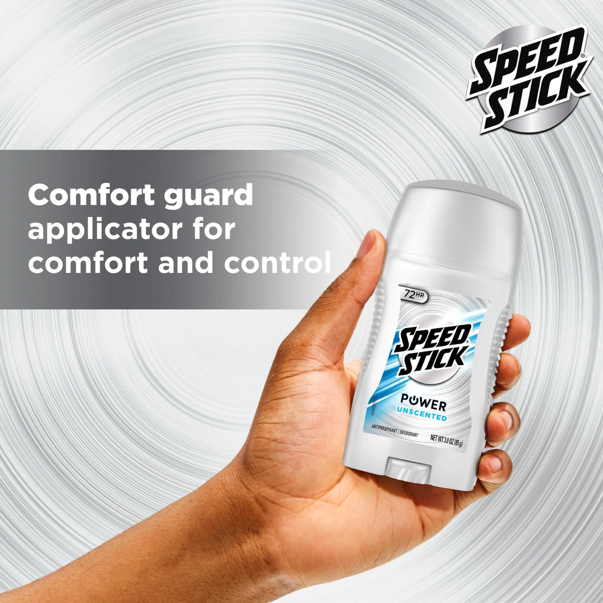 Speed Stick Power Antiperspirant Deodorant for Men, Unscented, lifestyle image with active man