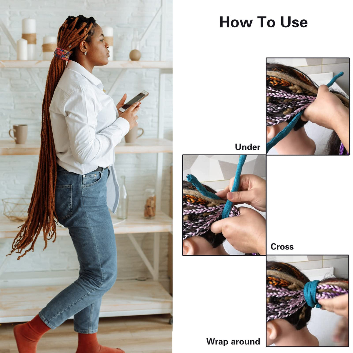 Spiral Lock Hair Tie showing its adjustable feature