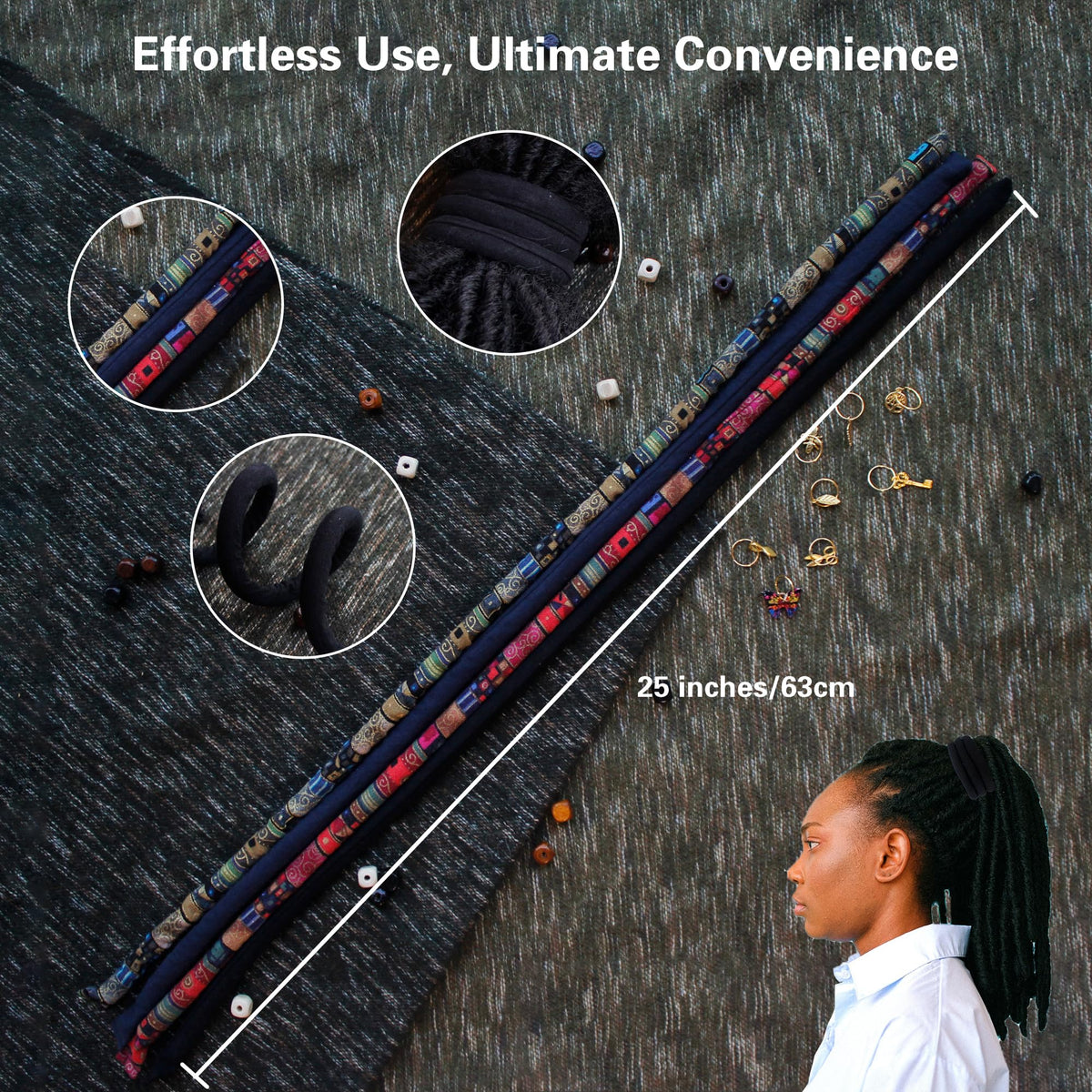 Spiral Lock Hair Tie showing secure hold on dreadlocks