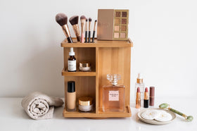 Spiretro Rotating Cosmetic Organizer close-up of compartments