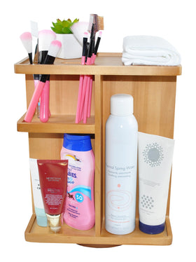 Spiretro Rotating Cosmetic Organizer with brushes and lip pencils